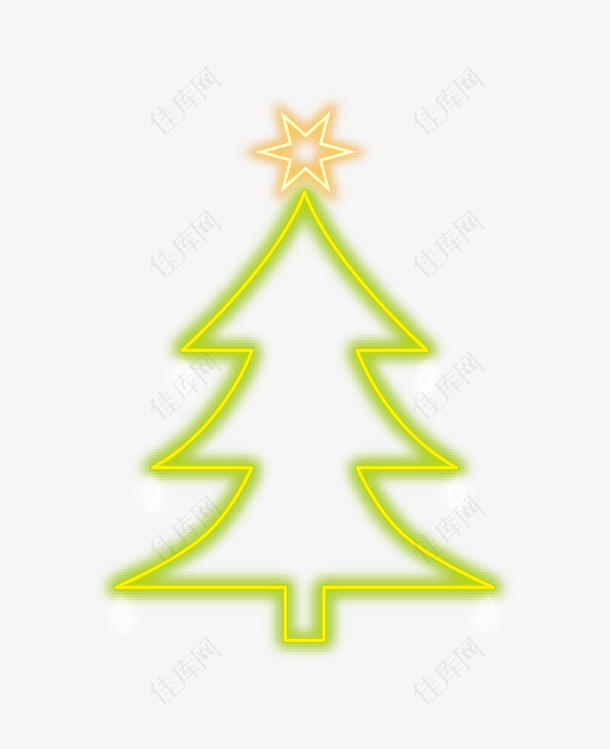霓虹黄色线条圣诞树