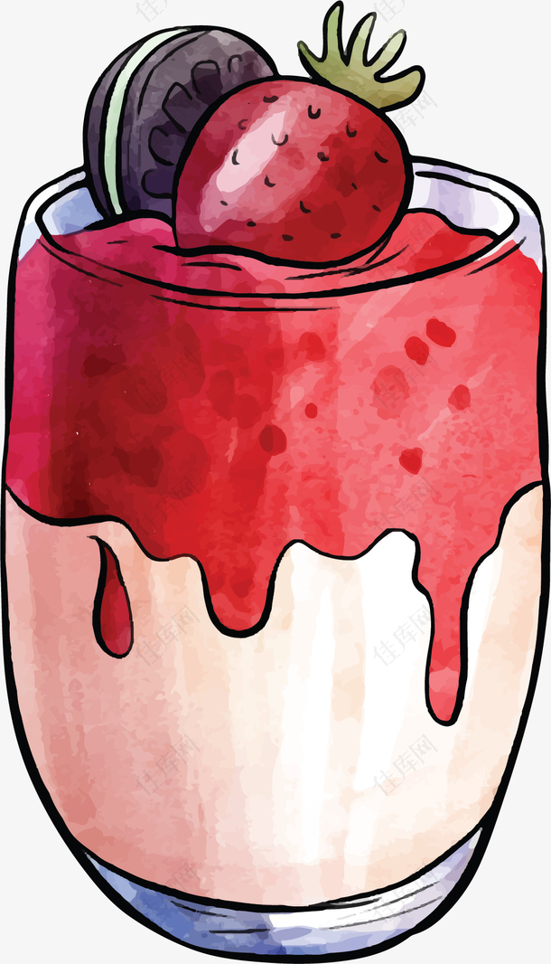 草莓奥利奥冰激凌杯