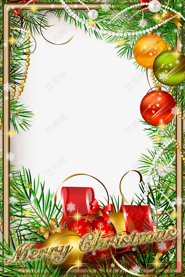 绿色圣诞树相框素材