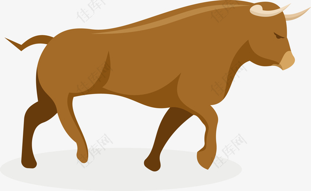 一头褐色凶猛的牛