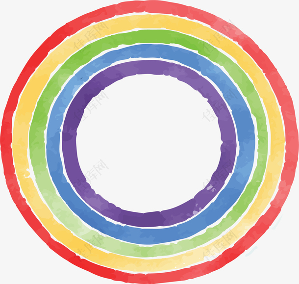 圆形手绘彩虹边框