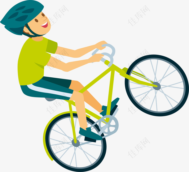 矢量图创意男孩骑自行车