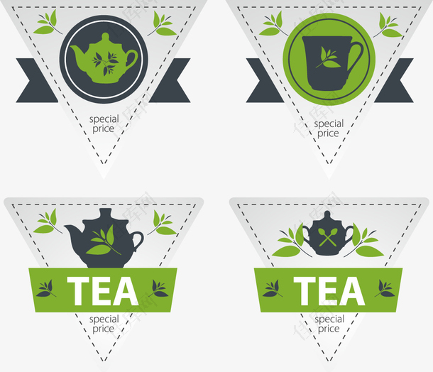 绿色茶标签设计素材
