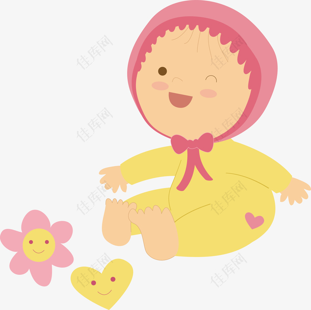 萌娃心形卡通可爱婴儿用品设计元