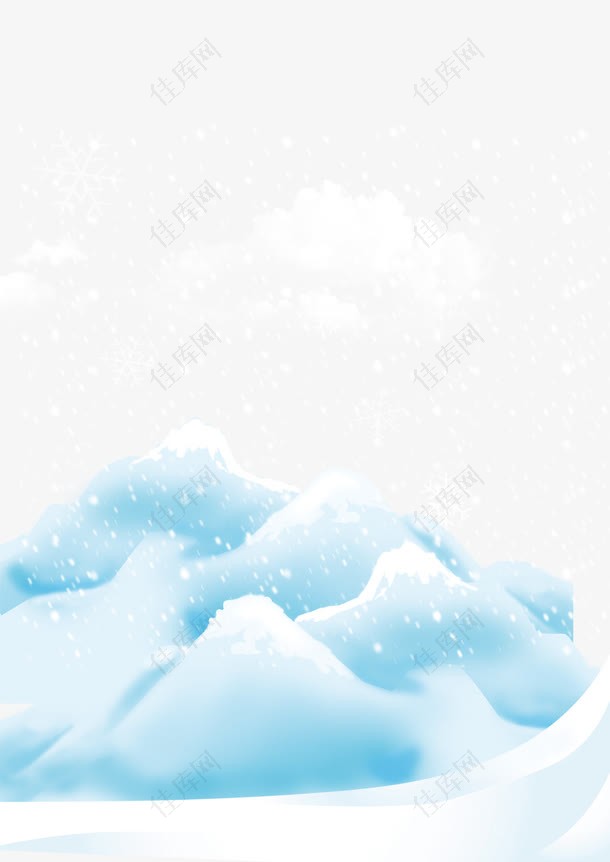 白色卡通背景装饰雪山