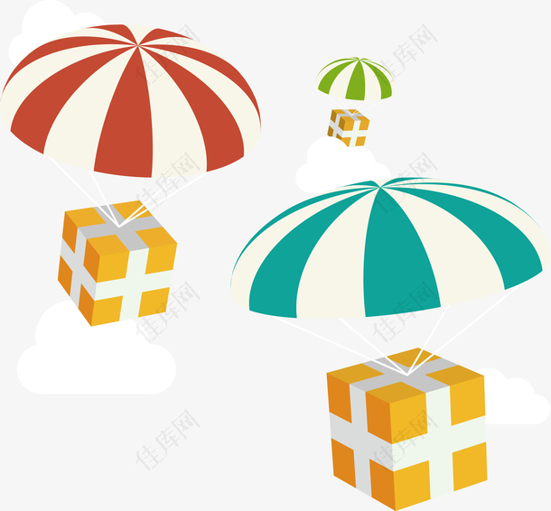 黄色立方体和降落伞