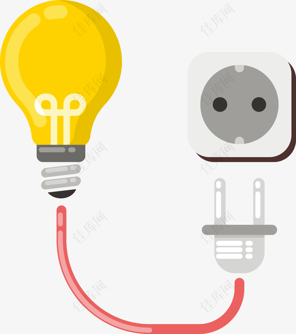 一个白色插座与黄色灯泡