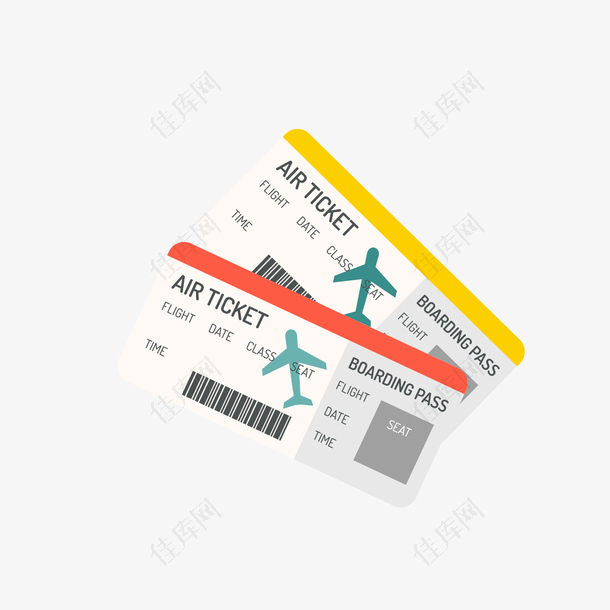 两张灰色登机飞机票