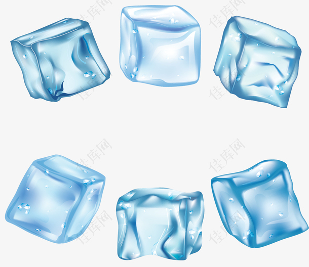 蓝色透明冰爽冰块