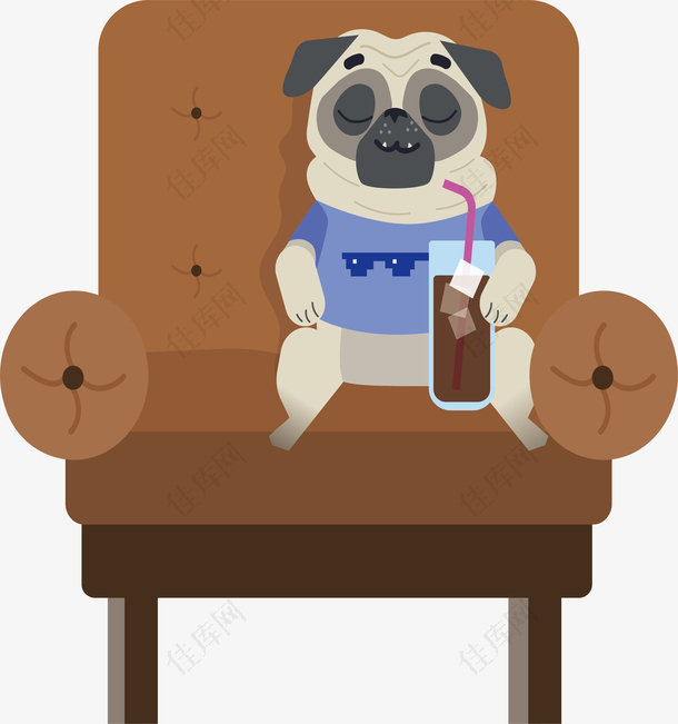 坐沙发喝可乐的狗