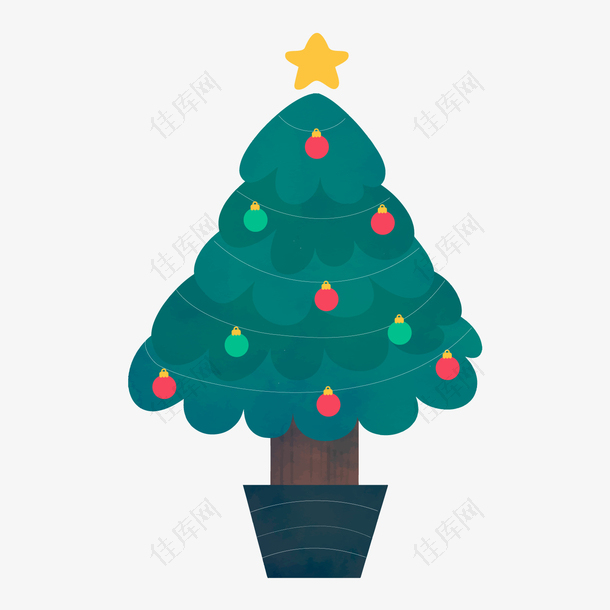 一棵绿色的卡通圣诞树