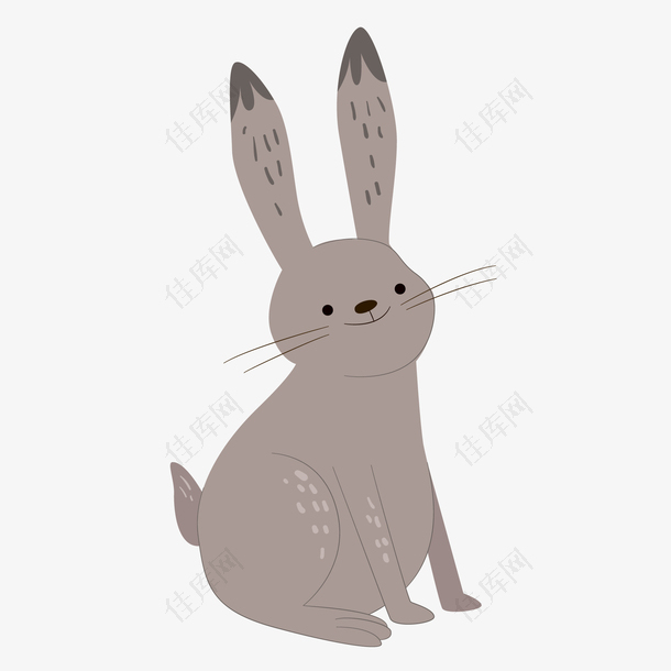 卡通灰色的小兔子矢量图