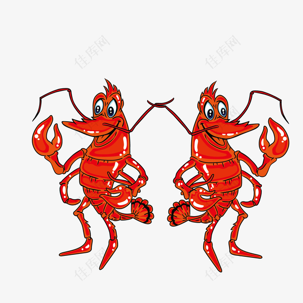 卡通红色小龙虾设计素材