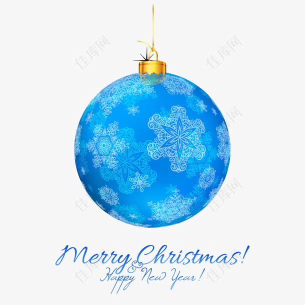 蓝色雪花纹圣诞吊球矢量素材