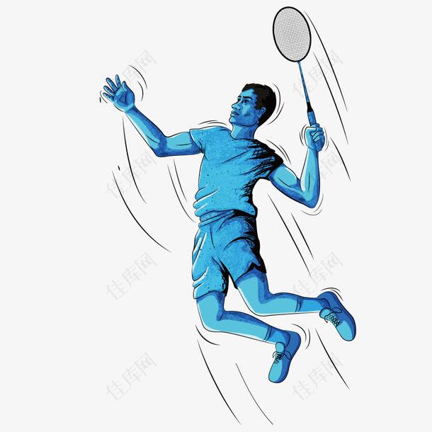 素描画打羽毛球的男人
