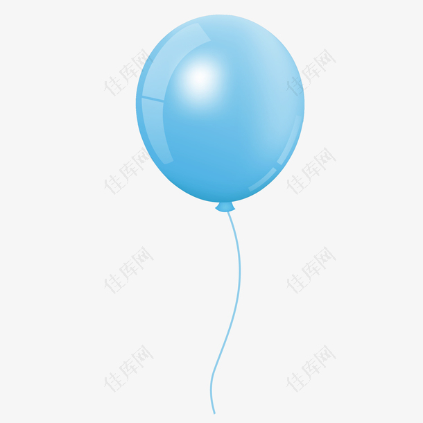 手绘矢量蓝色气球