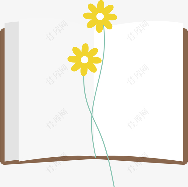 黄色花朵翻开的书本