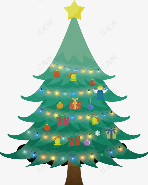 圣诞节发光彩灯圣诞树