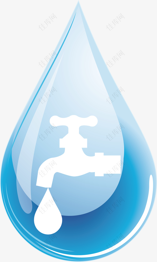 蓝色水滴节约用水保护水资源图案
