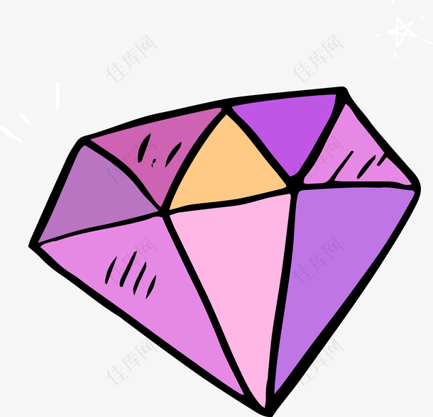手绘紫色钻石珠宝矢量素材