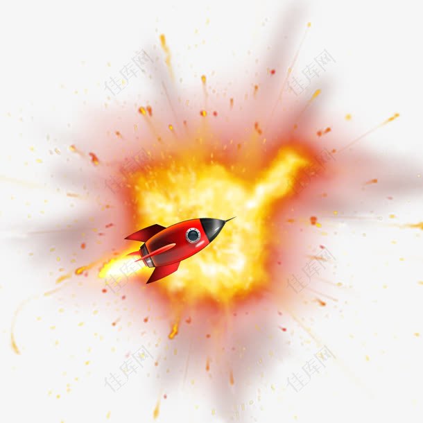 火箭飞过爆炸火花效果