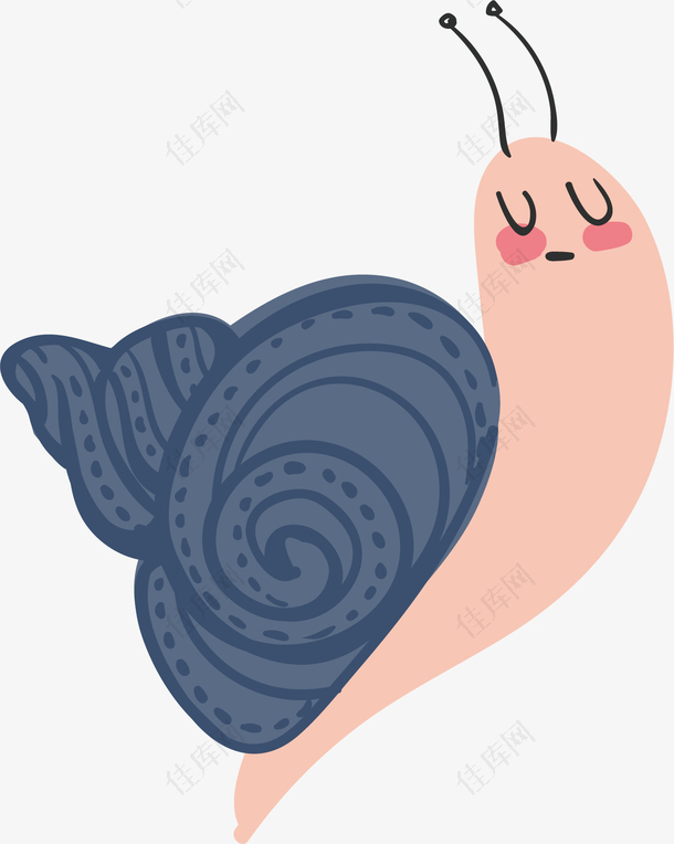矢量图水彩卡通蜗牛