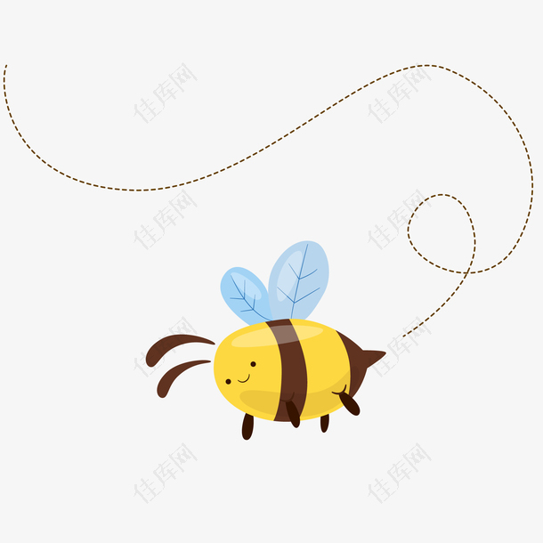 黄色圆弧蜜蜂元素
