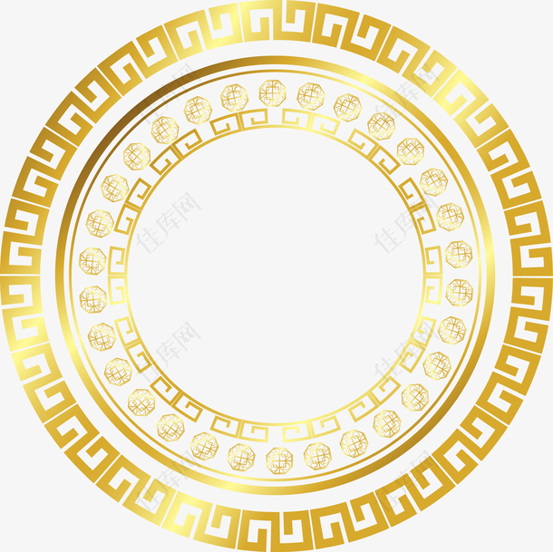 金色圆形海报装饰花纹边框矢量