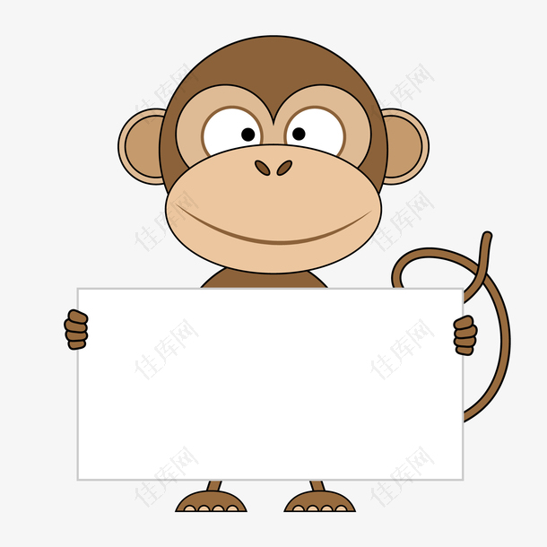 卡通拿着标签的猴子