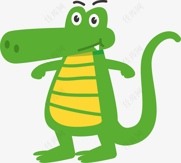 绿色卡通扁平风鳄鱼