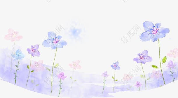 手绘紫色的鲜花