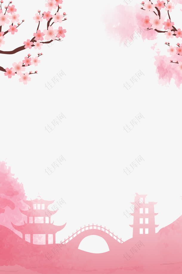 粉红色春季樱花背景