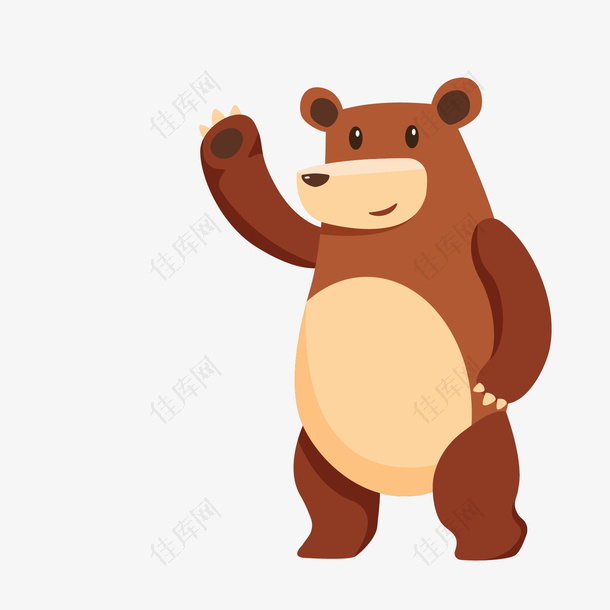 咖啡色卡通举手的熊