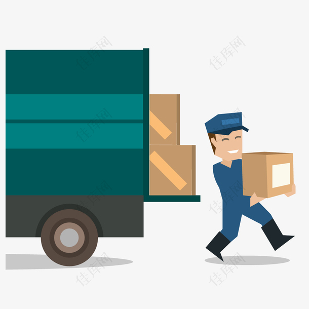 装卸工搬运周转货物矢量素材