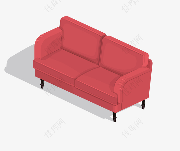 扁平化家具红色沙发