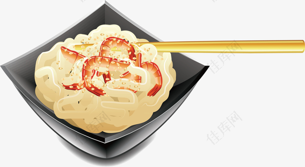 素描碗筷饭碗矢量图