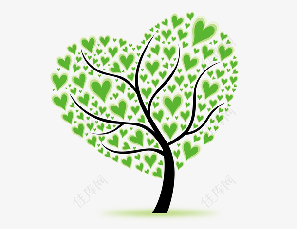 树爱心矢量环保元素