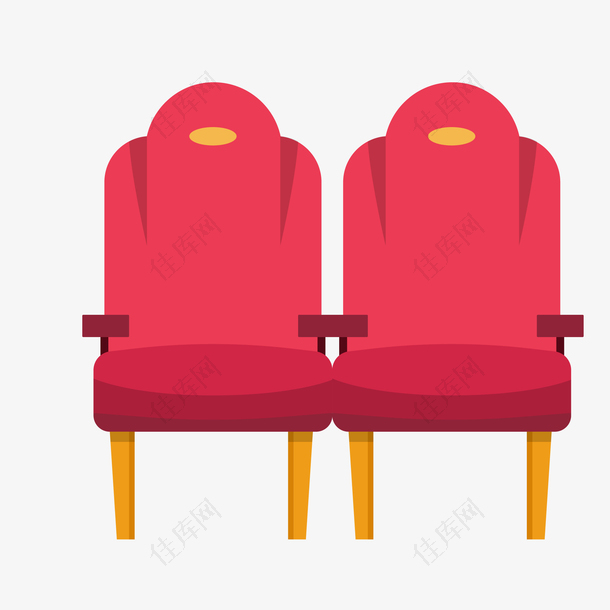 矢量手绘红色电影座椅