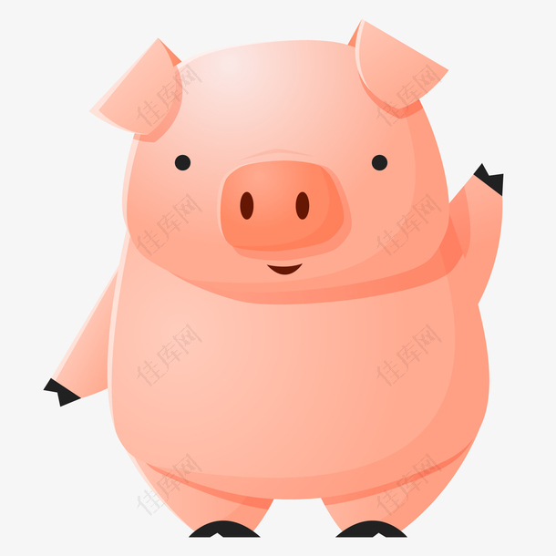 粉色光泽可爱小猪元素