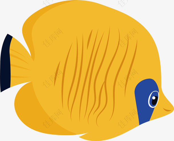 可爱卡通黄色宠物鱼矢量素材