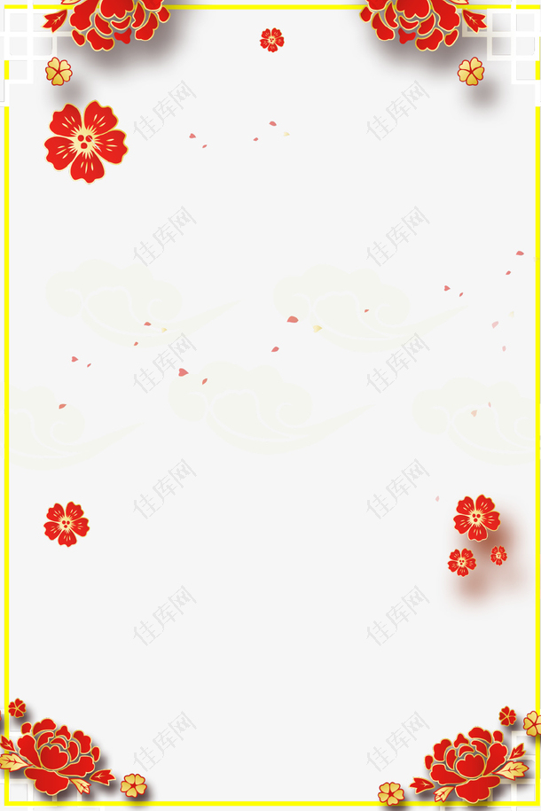 红色立体创意花朵装饰边框