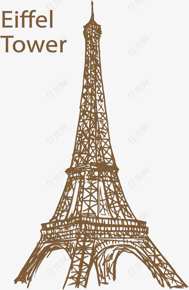 手绘风巴黎埃菲尔铁塔