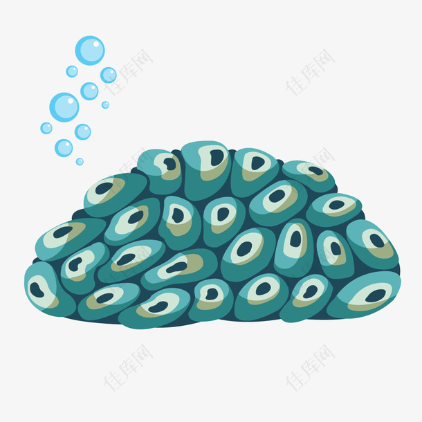 蓝色鱼卵泡泡海洋生物