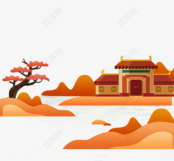 手绘中国风中秋海报背景装饰元素