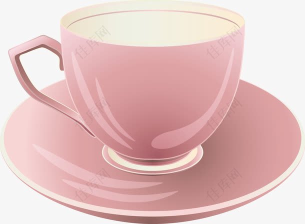 矢量手绘粉色茶杯