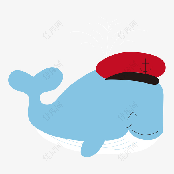 世界海洋日卡通红帽海豚矢量素材