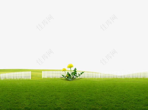 绿色草地栏杆栅栏