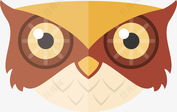 手绘卡通动物猫头鹰头像设计素材