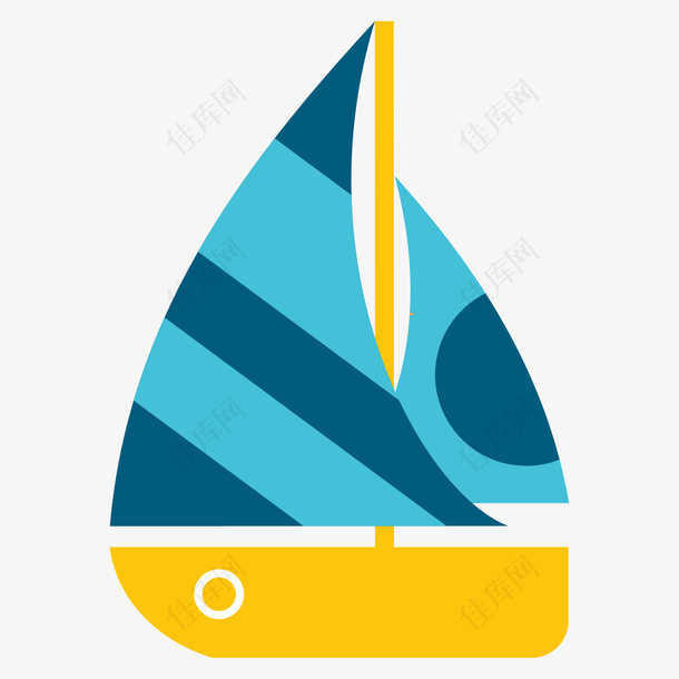 彩色圆弧帆船卡通图标