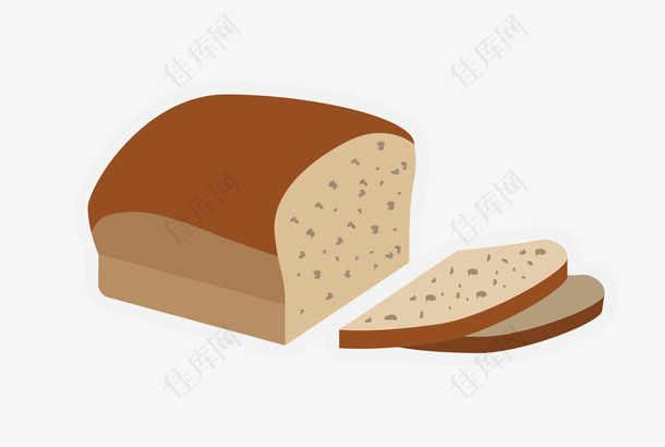 矢量卡通扁平化全麦面包png